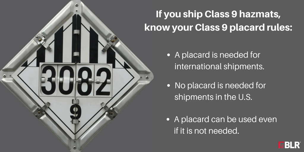 Class 9 Shipments To Placard Or Not Placard That Is The Question EHS 