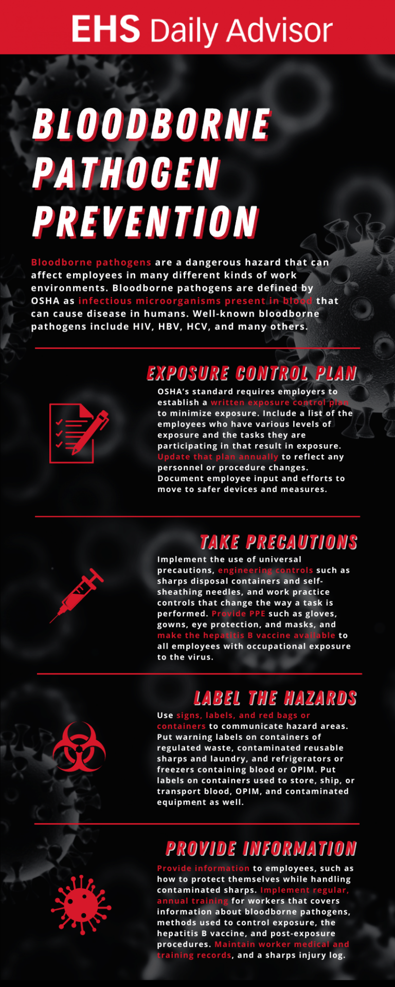 Infographic: Bloodborne Pathogen Prevention - EHS Daily Advisor